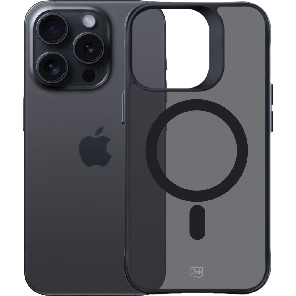 Etui pancerne 3mk Smoke MagCase do MagSafe do Apple iPhone 15 Pro Max, czarne.